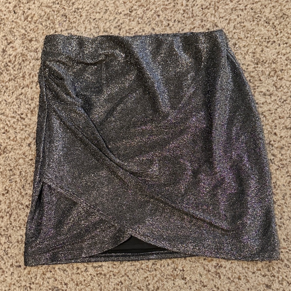 Sadie & Sage Shimmering Silver Mini Skirt